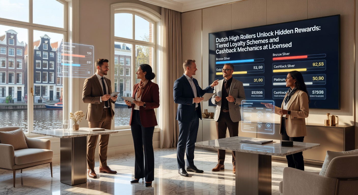 Grafiek van tiered loyalty levels met cashback percentages en beloningen voor high rollers op Nederlandse casino platforms