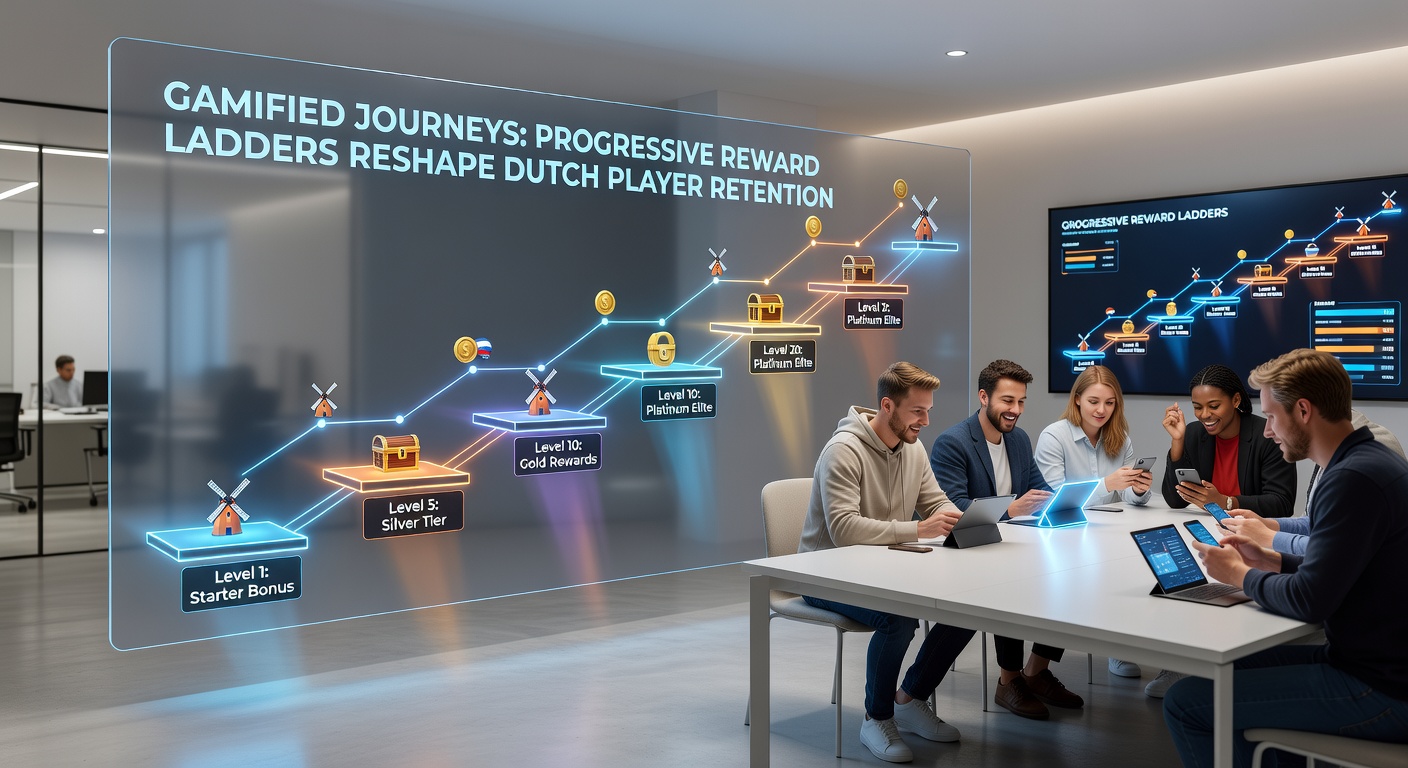 Grafiek met stijgende retentiecurves door gamified loyaliteitsprogramma's in Nederlandse online casinos