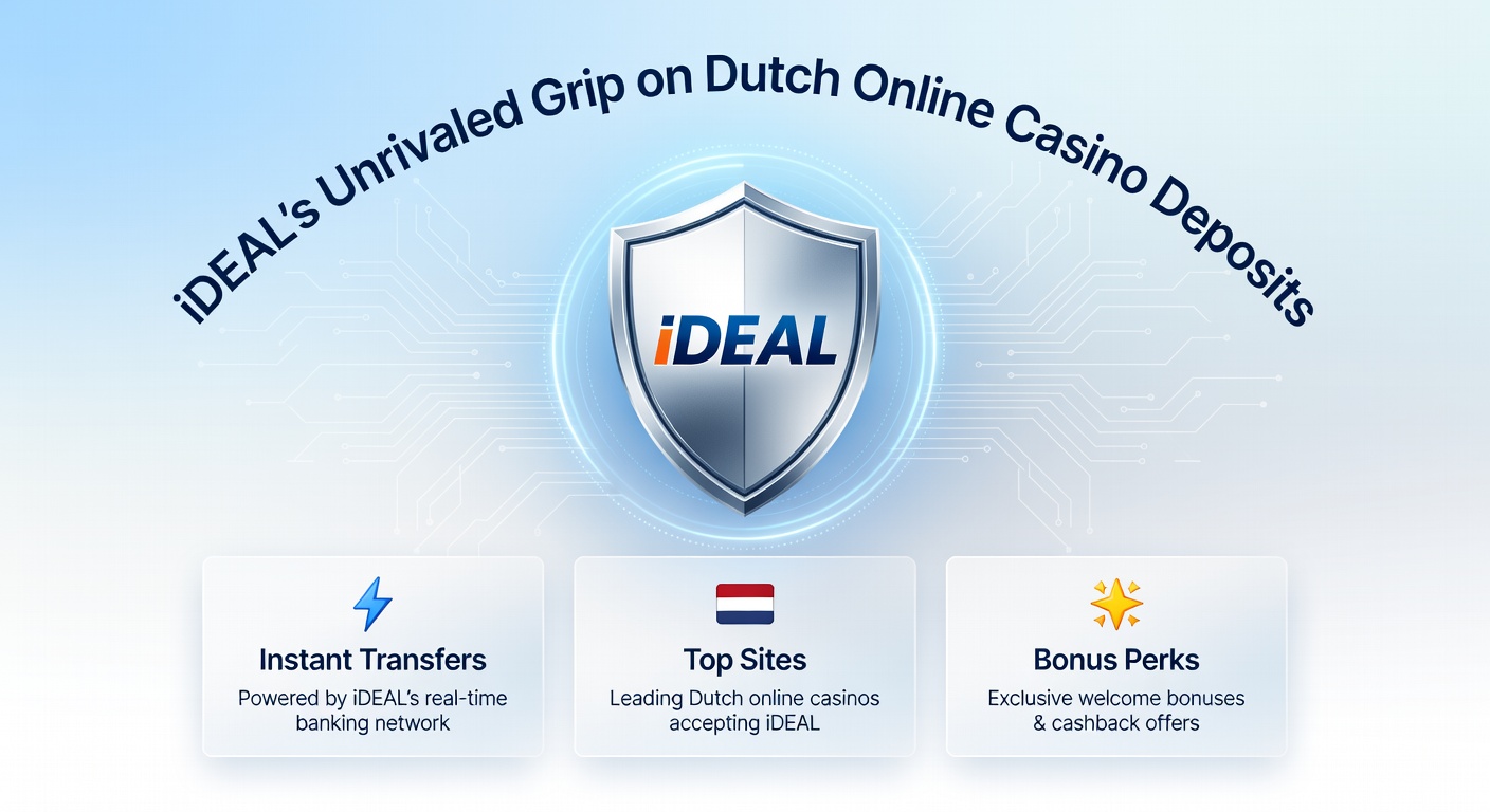 Grafiek die de dominantie van iDEAL toont in Nederlandse online casino stortingen, met percentages en groeicijfers